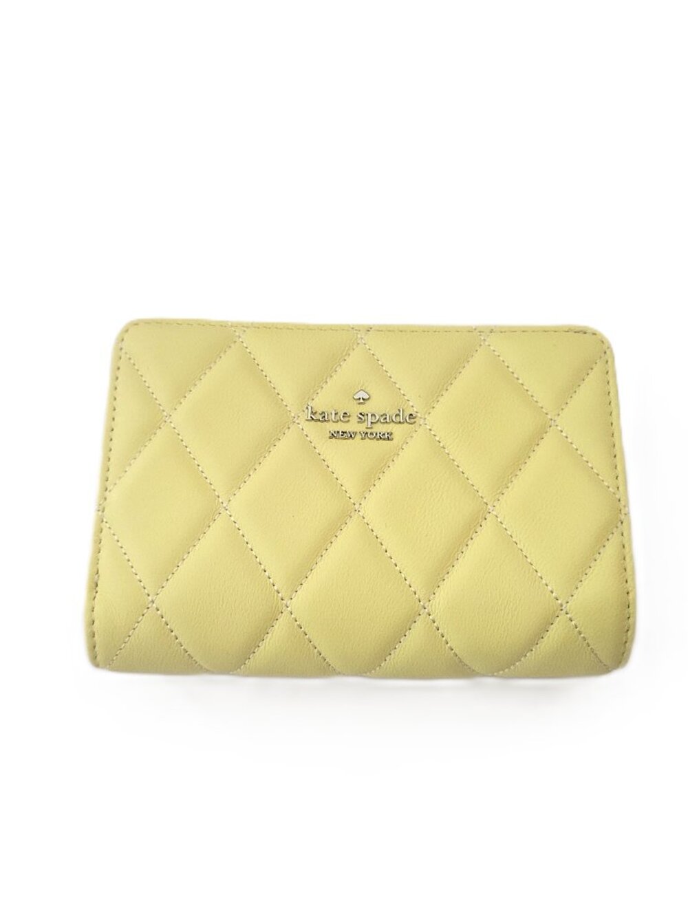 Kate Spade KN755 Smooth Quilted Leather Medium Bifold Wallet Lemon Fond